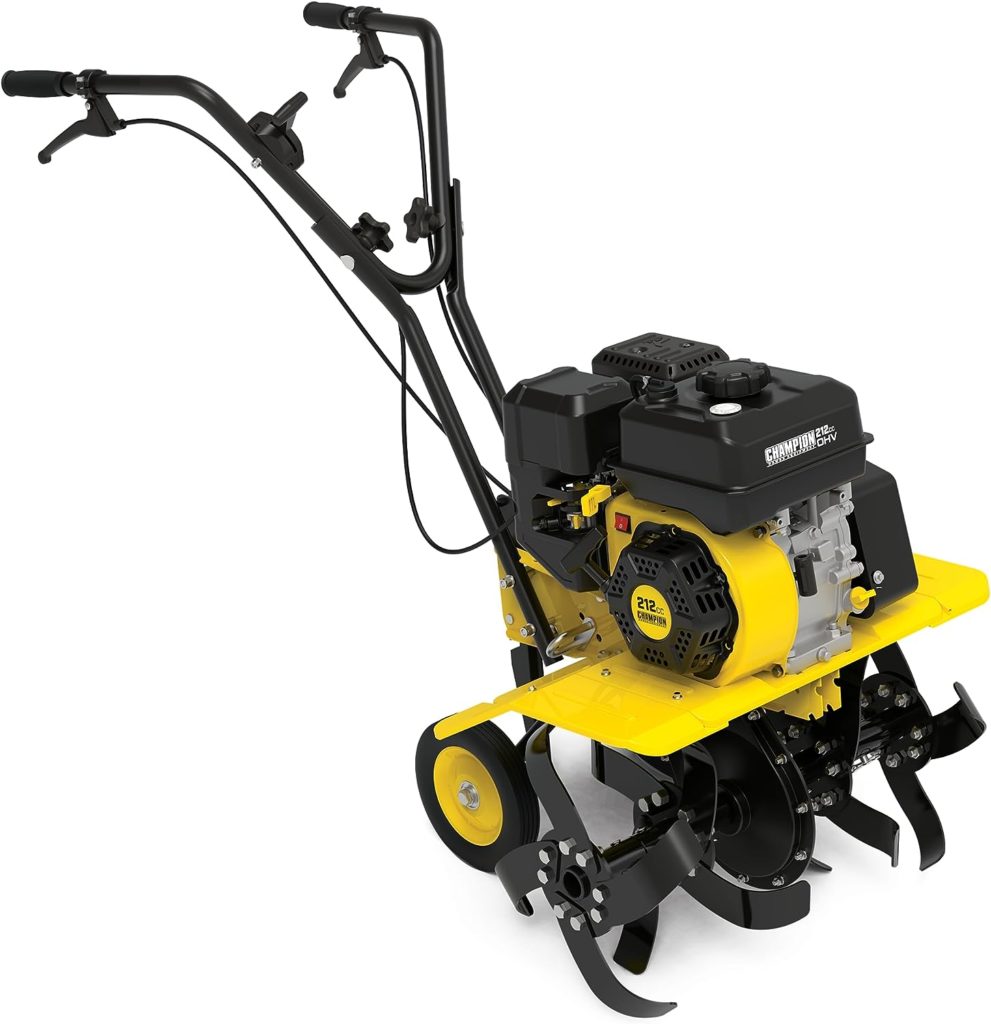 CHAMPION POWER EQUIPMENT 22-Inch Dual Rotating Front Tine Tiller with Storable Transport Wheels