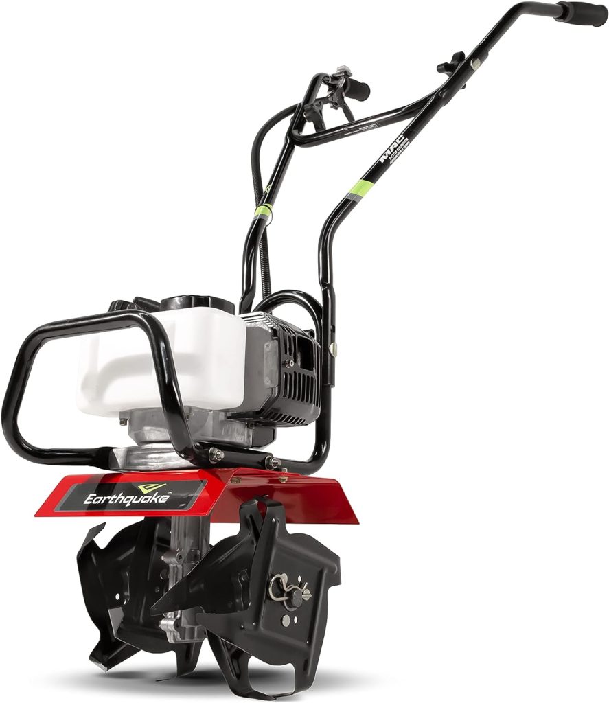 Earthquake 31452 MAC Tiller Cultivator, Powerful 33cc 2-Cycle Viper Engine, Gear Drive Transmission, Lightweight, Easy to Carry, 5-Year Warranty, Red