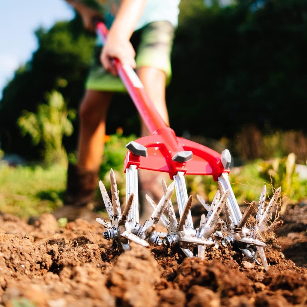 Garden Weasel Cultivator and Hand Tiller 90206 - Garden Tiller with Detachable Tines - Manual Hand Ground Tiller - Weather and Rust Resistant - Carbon Steel