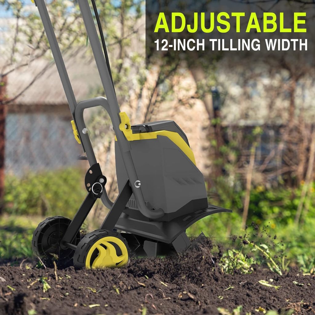 PowerSmart 40V 12 Cordless Garden Tiller/Cultivator, 2 * 4.0Ah Battery and Charger Included