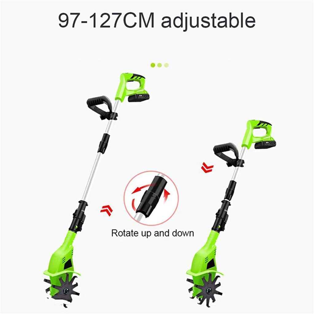 VOIV Cordless Rotavator, Garden Tiller Rotavator with Rechargeable Battery and Charger,Tillage Depth 6.3in, Cultivated Land Width 3.9in, Adjustable Cultivator